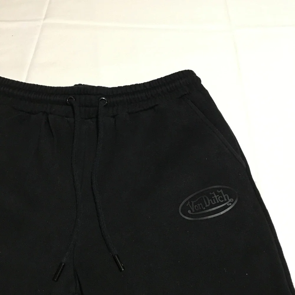 Von Dutch Sweatpants Large Black Logo Drawstring Joggers